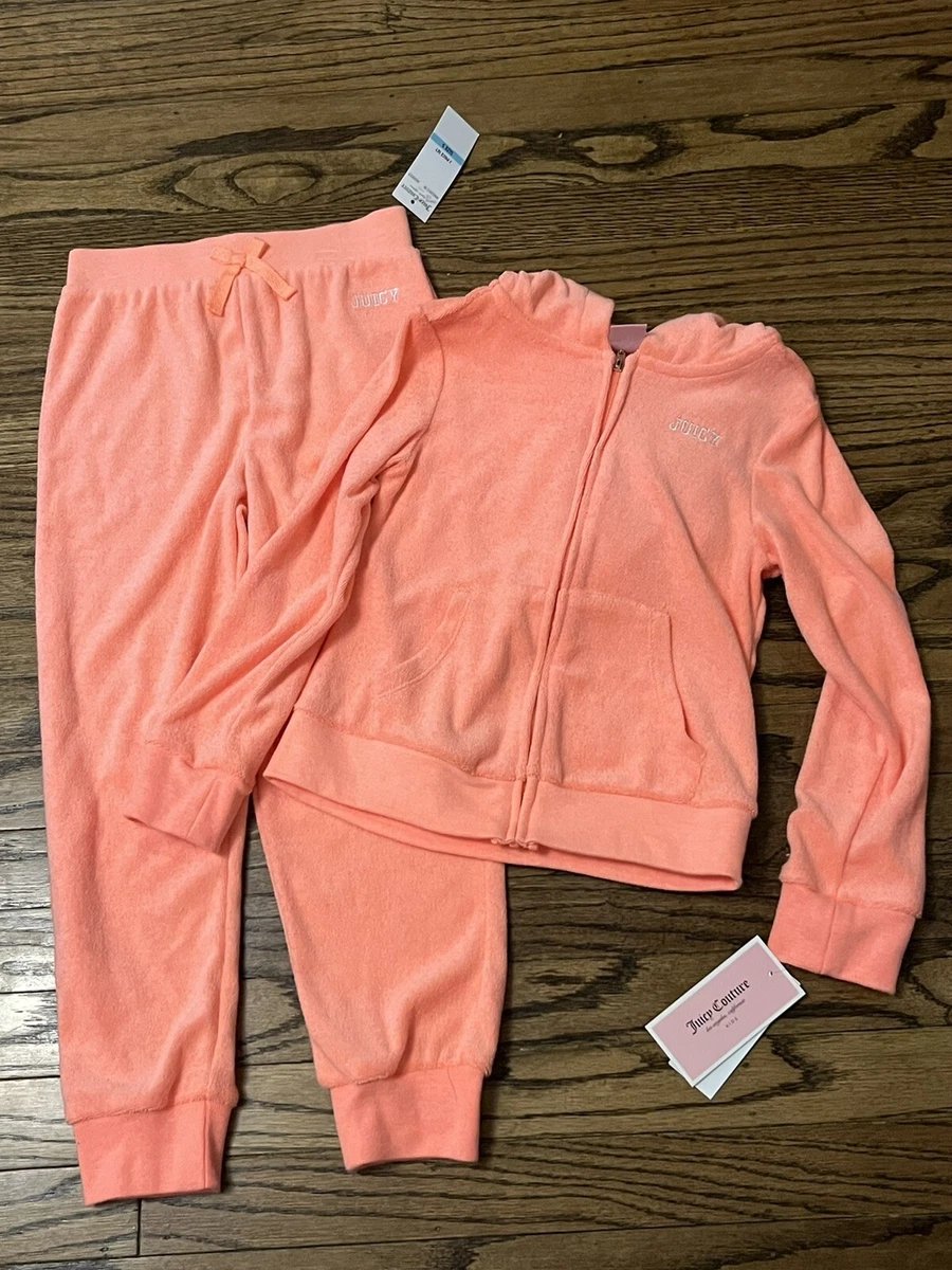 NWT Juicy Couture Terry Cloth Track Suit Girls Size 5 Orange