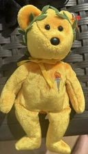 Ty Beanie Babies victory the gold olympic bear. torch on chest. mwmt