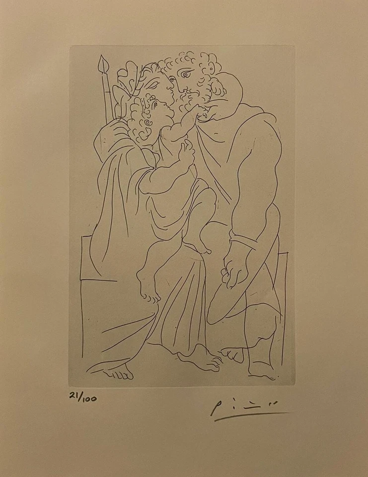 Pablo Picasso 原版手工签名平版画带真品证明和 3,500 美元评估 — 第 2/4 张图片