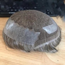 Toupee Men Human Hair Q6 French Lace Base Hair Replacement System Color 1830