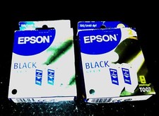 Vintage Epson T007 Black Ink Cartridges 2pk x2  Expired 2003 gen epson cartridge