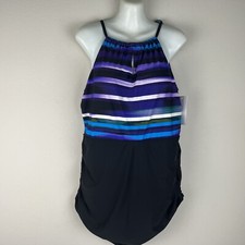 Swimsuits for All One Piece Halter Swimsuit Black Blue Purple Plus Size Women 18