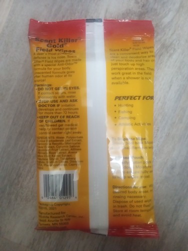 Scent Killer Gold Field Wipes, 24 Count FREE SHIPPING - Picture 2 of 2