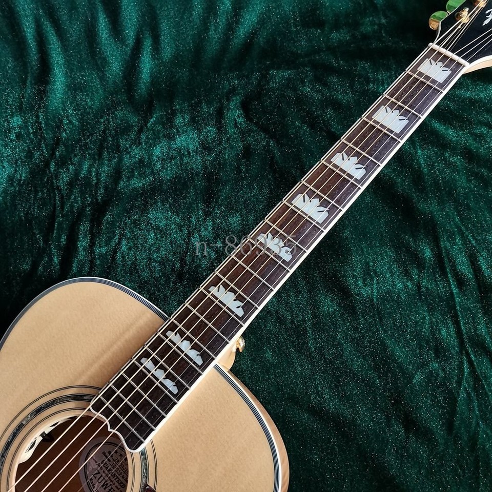 ZUWEI 38" Electric Acoustic Guitar Solid Spruce Top Flame Maple Back