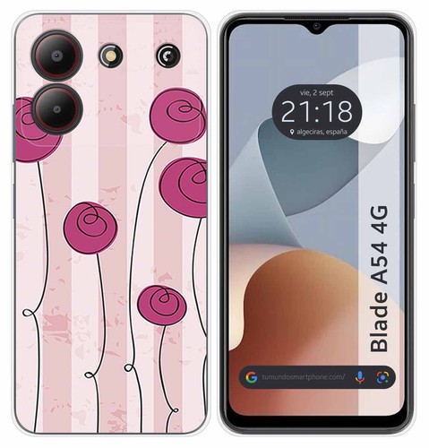 ZXLZKQ Cover per ZTE Blade A54 (6.60 ), 2 Pezzi Ultra Sottile Anti-Graffio TPU Protettiva Case Morbido Silicone Bumper Custodia per ZTE Blade A54 - Traslucido + Camelia