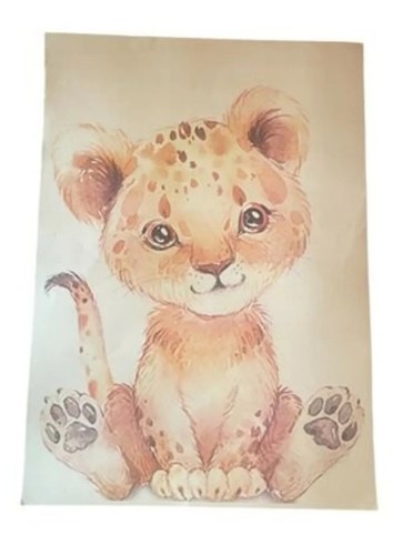 Animal Print Art Lot Of 4 Giraffe Lion Nursery Decor Bathroom Classroom 12 X 16 - Picture 3 of 4
