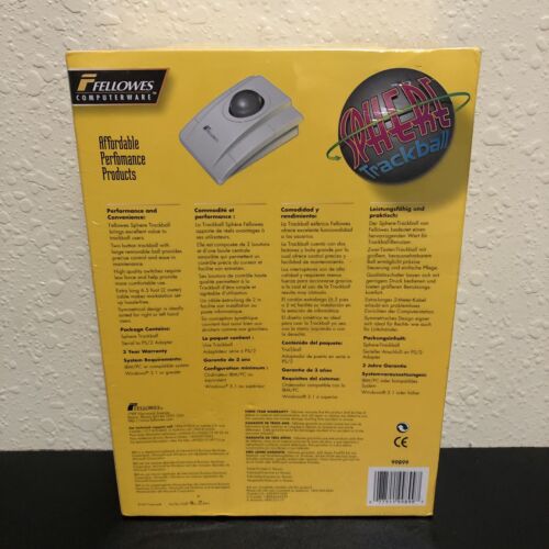 Fellowes Sphere Trackball For PS2 PlayStation 2 Computer Mouse 1997 New Sealed - Picture 6 of 7