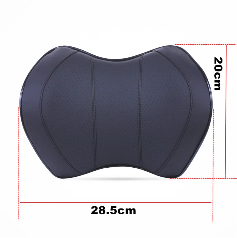 PU Leather Car Seat Headrest Pillow Travel Pillow Neck Support Cushion Pad Black Foto 3 de 4