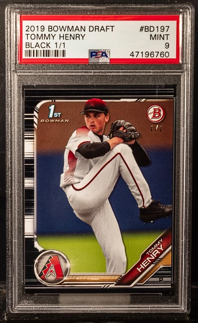 47196760 Tommy Henry 2019 Bowman Draft #BD197 Black Parallel RC Rookie 1/1 PSA 9