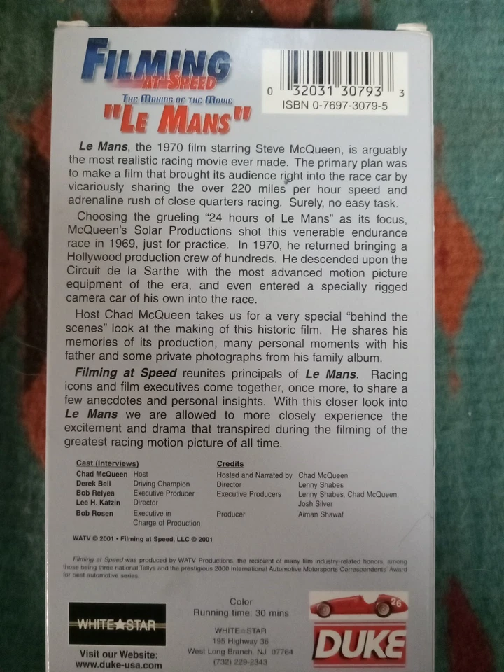 Filming at Speed: Making of "Le Mans" (VHS, 2002) Rare Hard To Find - Image 2 of 3