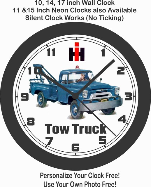 INTERNATIONAL TOW TRUCK WALL CLOCKADD BUSINESS NAME FREE! eBay