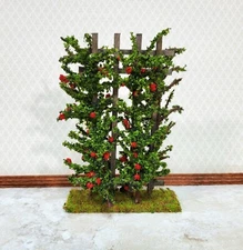 Dollhouse Climbing Roses on Trellis Red Flowering Shrub 1:12 Scale Miniature
