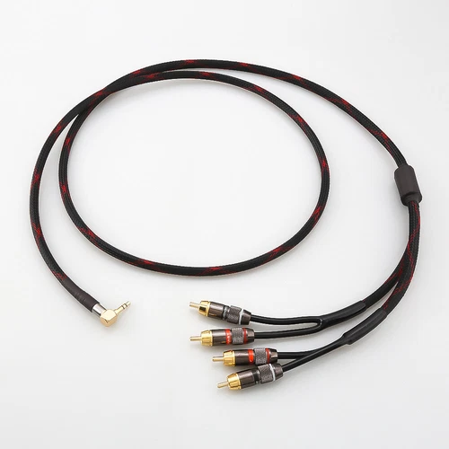 Audiophile RCA Cable Signal Wire 3.5mm Right Angled to 4 RCA Male Connector Cord - Picture 1 of 5