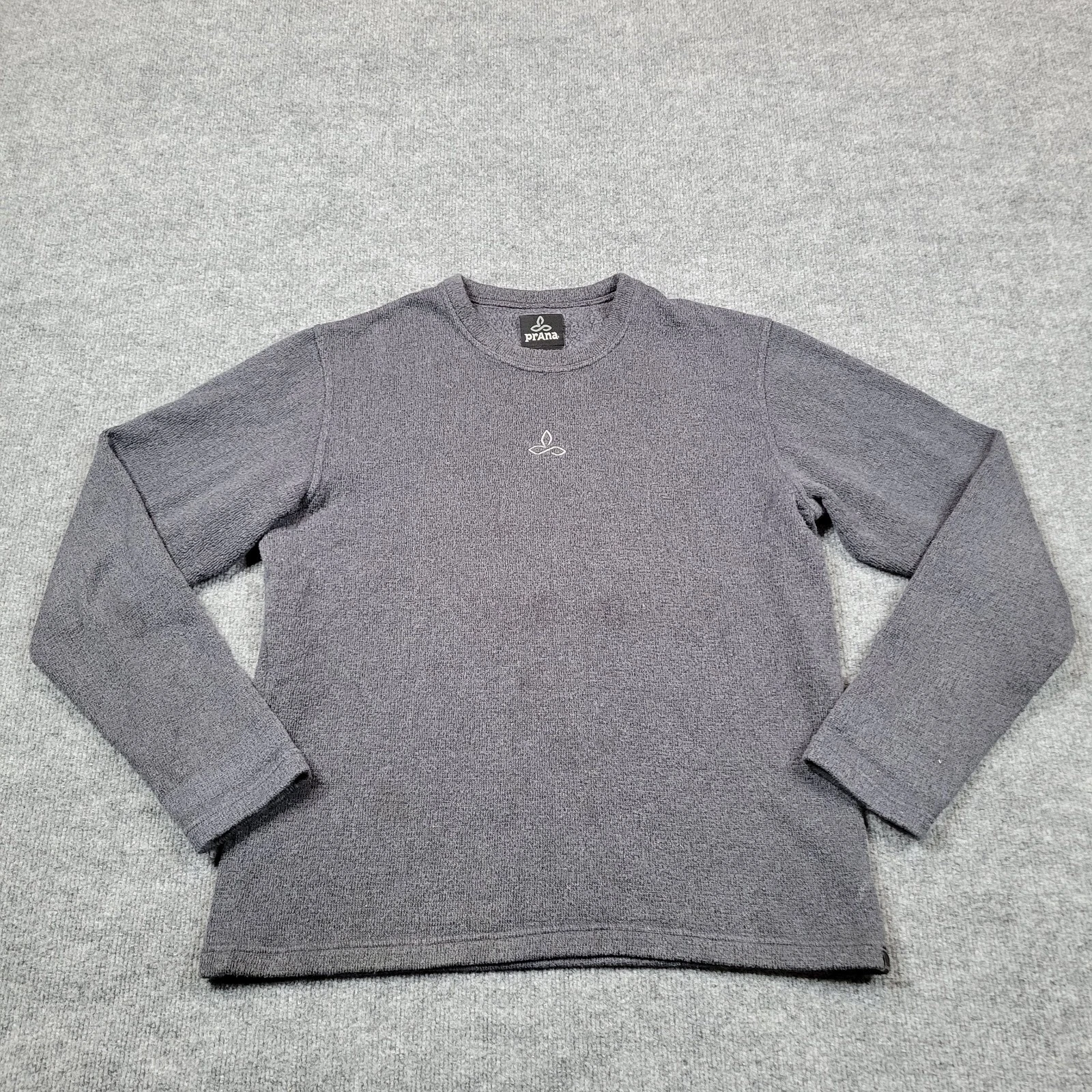 Prana Sweater Womens Large Gray Fleece Crew Pullover Sweatshirt Outdoors Adult *