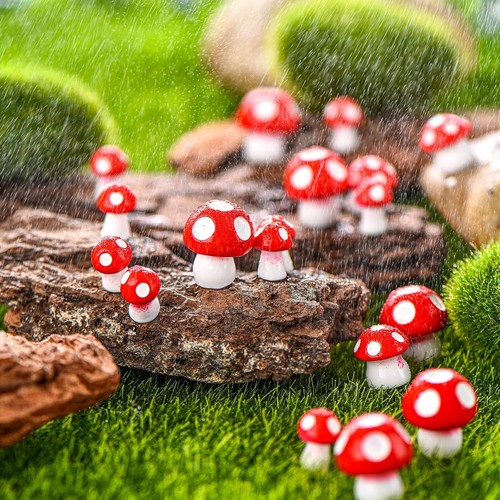 50 Pieces Cute Tiny Mushrooms Mini Miniature Figurines Garden Mushrooms Ornam... - Picture 6 of 8