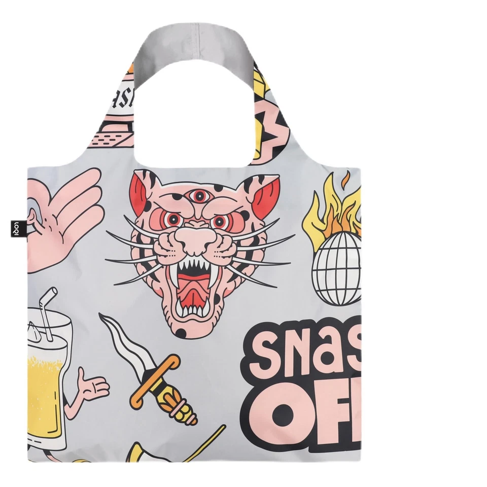 RAREWAVES Loqi Snask Tiger Snake Beer Grey Recycled Bag NEU