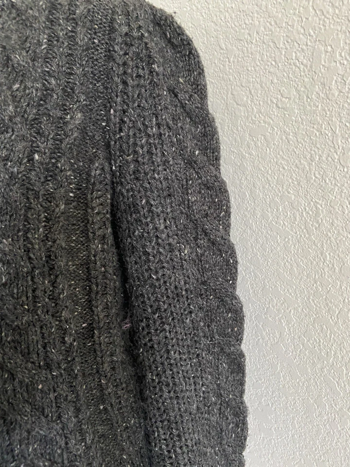 Gap Cardigan Sweater Women’s (M Tall) Dark Gray Heather Cotton Blend Cable Knit - Image 4 of 4