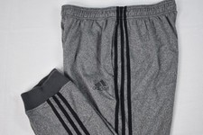 adidas Large Men's 3-Stripe Polyester Joggers Heather Gray