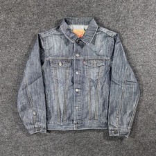 Levi's Denim Jacket Youth Teen XL Dark Blue Raw Denim Wash Trucker