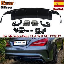 Mercedes CLA W117 C117 Rear Diffuser Exhaust Tips Gloss Black