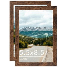 QOTIB 5.5x8.5 Deep Brown Wood Picture Frame Wall/Tabletop Display 2-Pack