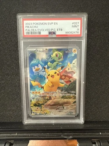 2023 Pokemon 027 Pikachu Paldea Evolved ETB MISLABELED ERROR SLAB PSA 9 NOT P.C.