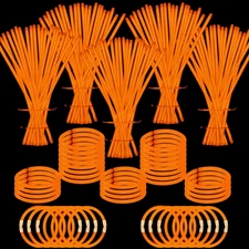 500 PCS Orange Glow Sticks Bulk 8" Glowsticks Bracelets Necklaces with Connector