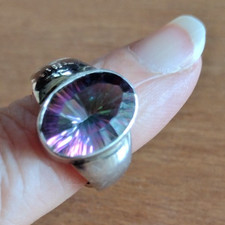 STUNNING 14x9mm Oval Rainbow MYSTIC TOPAZ Gemstone 925 Sterling Silver Ring Sz 5