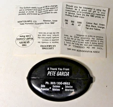 Vint. Quikoin Rubber Coin Purse Pete Garcia Newton Mfg Co Newton, IA + Paperwork