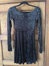 Vintage Betsey Johnson Size Medium Black Velvet Mini Skater Dress Goth 90s