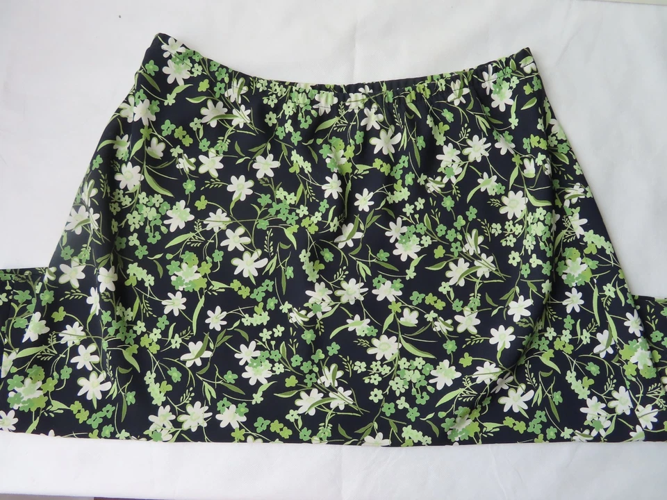 Hillard&Hanson Skirt Midi Retro Boho Peasant Black Floral size L made in USA — 第 2/3 张图片