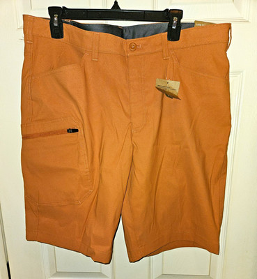 Eddie Bauer Men's Rainier Cargo Shorts Ochre Stretch UPF 50+ Logo NWT