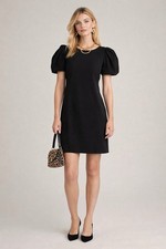 Diane Von Furstenberg Size 2 Little Black Dress Puff Shoulder Classic Quality