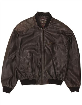 C.Comberti Mens Bomber Leather Jacket IT 50 Large Black Leather DG19