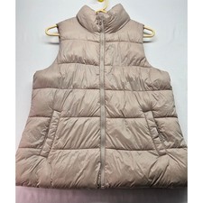 Old Navy Womens Puffer Vest Taupe Tan Fleece ...