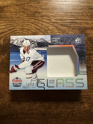 2021 SP Game Used Tyler Jost NHL Outdoors Lake Tahoe Games Rink Glass Relic /25