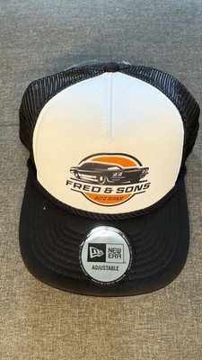 New Era Foam Rope Trucker Snapback Hat Black White Adjustable Auto Repair
