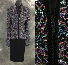 BEAUTIFUL St John collection jacket knit blue Black pink multi suit blazer 8