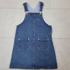 Tommy Hilfiger Overall Dress Jumper Denim Size 6 X Y2K Toddler Blue Plaid Tommy