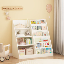 Kids Bookshelf and Toy Storage Organizer, 4 Tier Wooden Kids Book Shelf