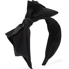 Women's Wide Turban Headbands with Knotted Bowknot 1 Count Pack of 1 Black