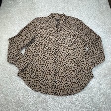 J. Crew Silk Leopard Print Button Up Shirt Blouse Womens 12