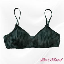 Aerie Swimwear Green Textured V Scoop Bikini Top Adjustable Strap Size L NWT