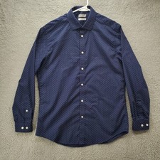 Michael Kors Airsoft Cooling Button Down Shirt Mens L 16 32/33 Slim Fit Blue