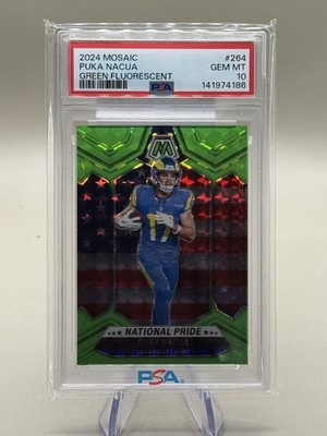 2024 National Pride Puka Nacua #264 Mosaic Green Fluorescent PSA 10 09/10 pop 1
