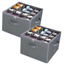 Pack Large Fabric Shoe Organizer Storage Box, Shoe Organizer Box with 2