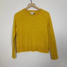 Athleta Sweater Size M Mustard Yellow Wool Blend Crew Neck