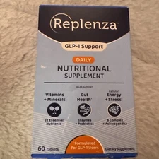 Replenza GLP-1 Support Daily Nutritional Supplement 60 Tablets Exp 8/26 Sealed