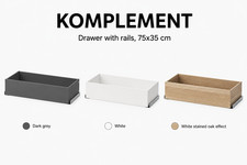 IKEA KOMPLEMENT Drawer with Rails 75x35 for PAX Wardrobe Frame White Grey Oak Uk