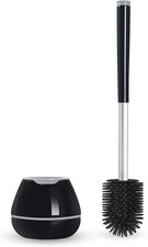 Silicone Toilet Brush and Holder Set Deep Cleaning Bathroom Scrubber Black
